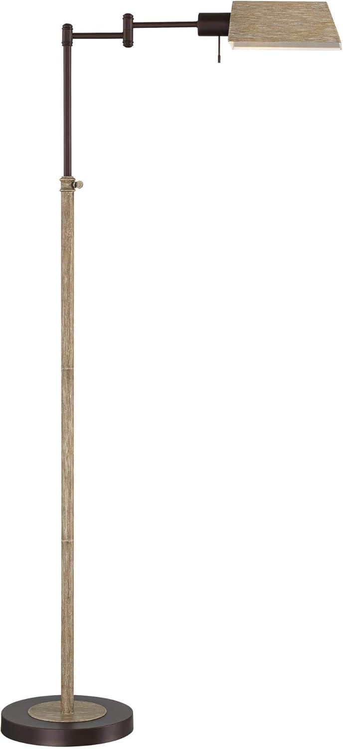 Bronze Adjustable Industrial Pharmacy Floor Lamp with Faux Wood