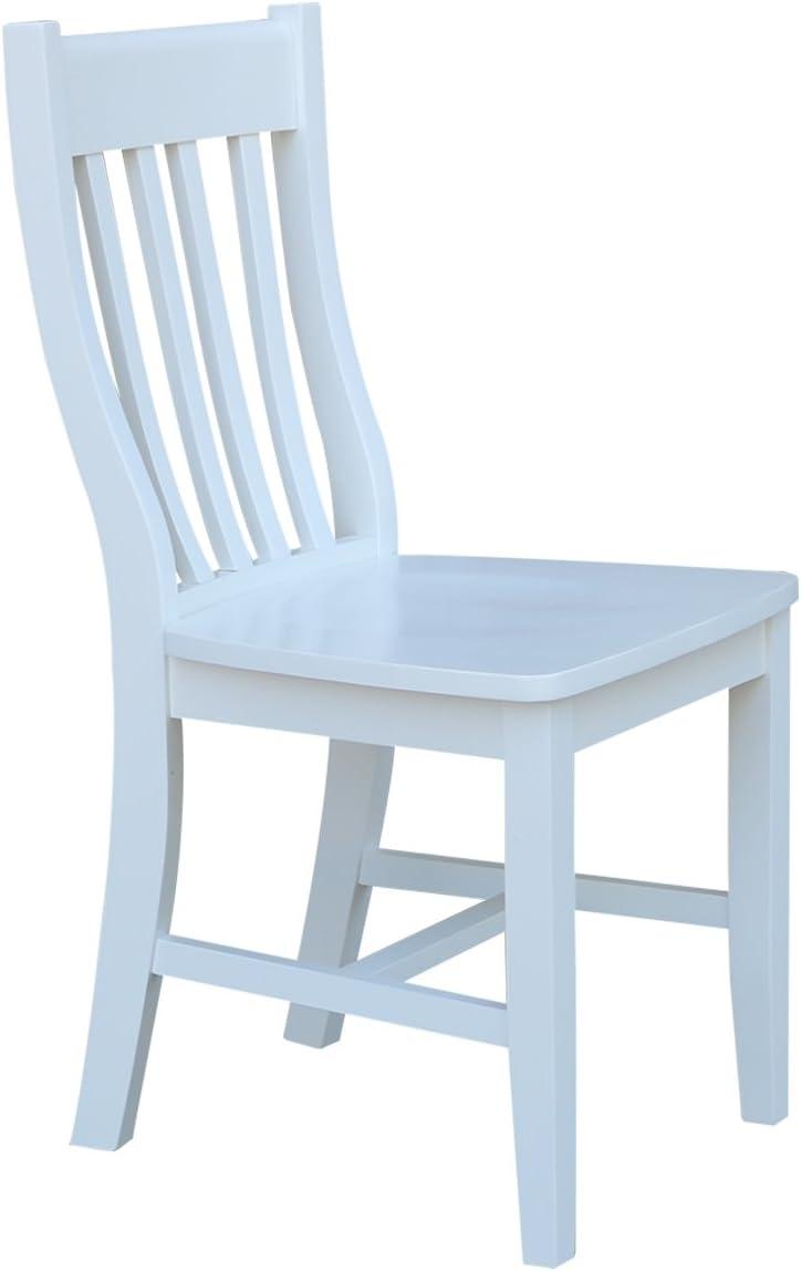 Elegant White Solid Wood High Slat Side Chairs, Set of 2