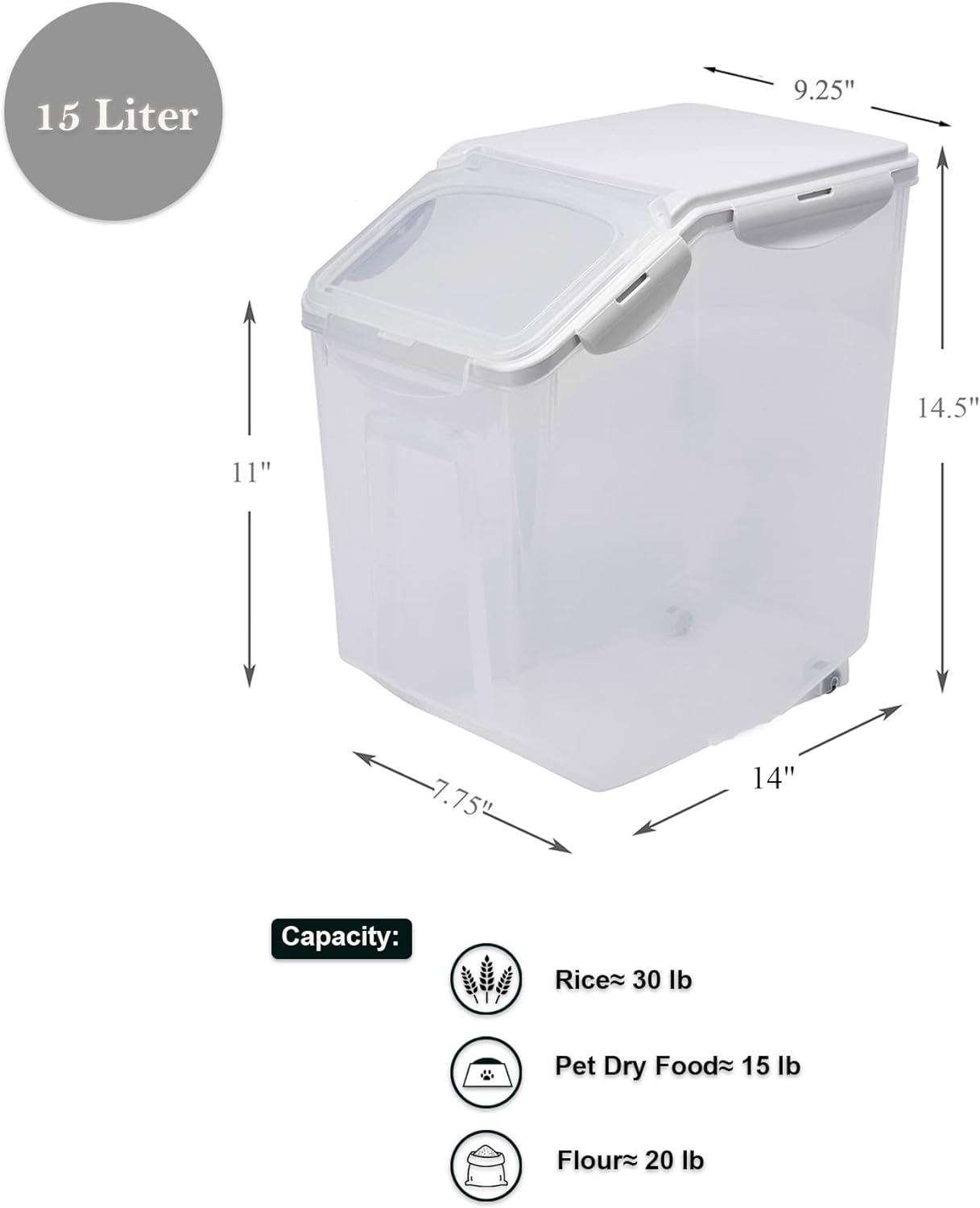 Clear and Off-White Airtight Plastic Food Storage Containers with Measuring Cup, 2 Set