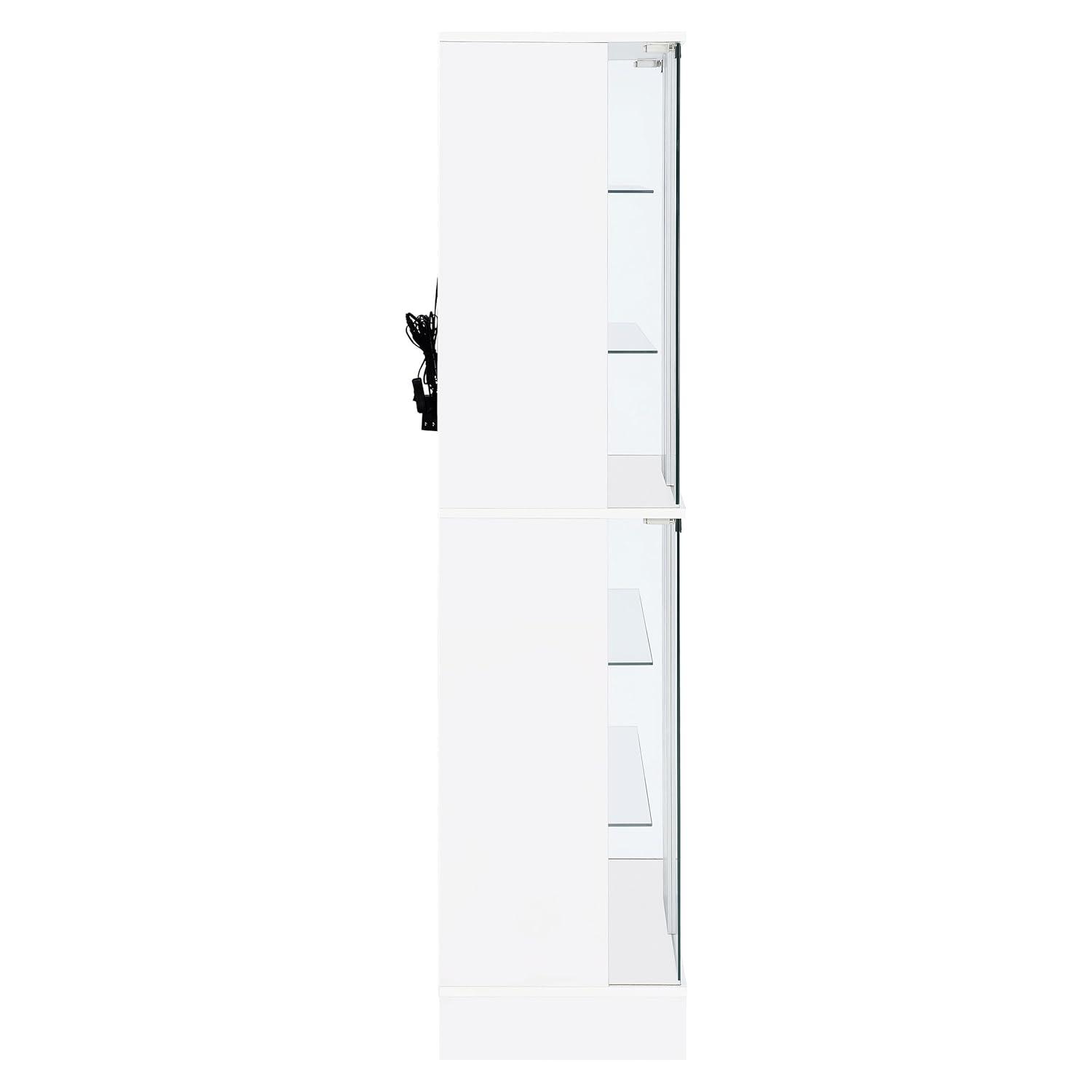 Coaster Cabra Modern Wood Curio Cabinet with Glass Shelves and LED Lighting White High Gloss