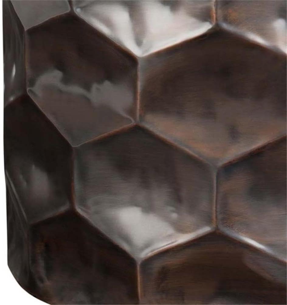 Simpli Home Whitney 17"W Metal Industrial End Table with Storage and Honeycomb Design, Assembled