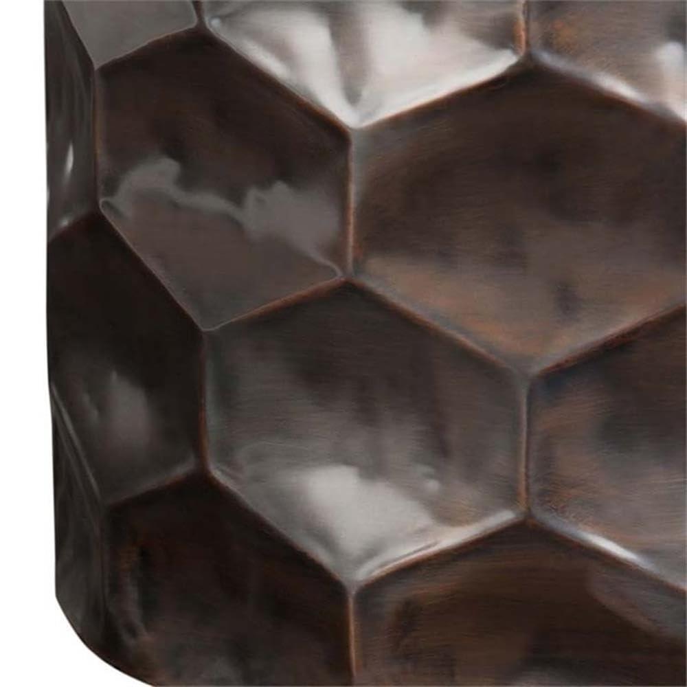 Simpli Home Whitney 17"W Metal Industrial End Table with Storage and Honeycomb Design, Assembled