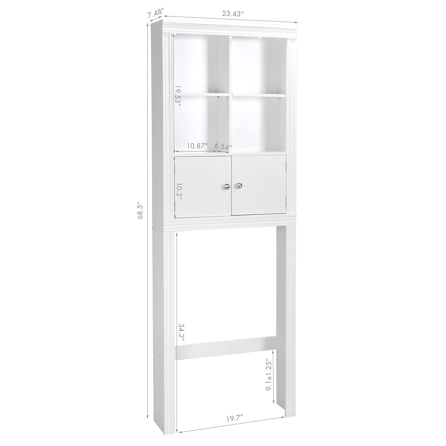 Spirich Home Bathroom Shelf Over The Toilet, Bathroom Cabinet Organizer Over Toilet, Space Saver Cabinet Storage (White)