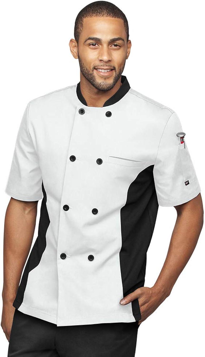 Men's Lightweight Short Sleeve Chef Coat with Mesh Panels