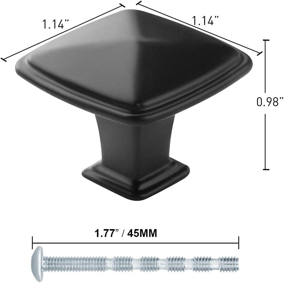 Black Cabinet Knobs - Modern Matte Black Drawer Knobs (1.14" - Kitchen, Dresser & Cupboard Closet)