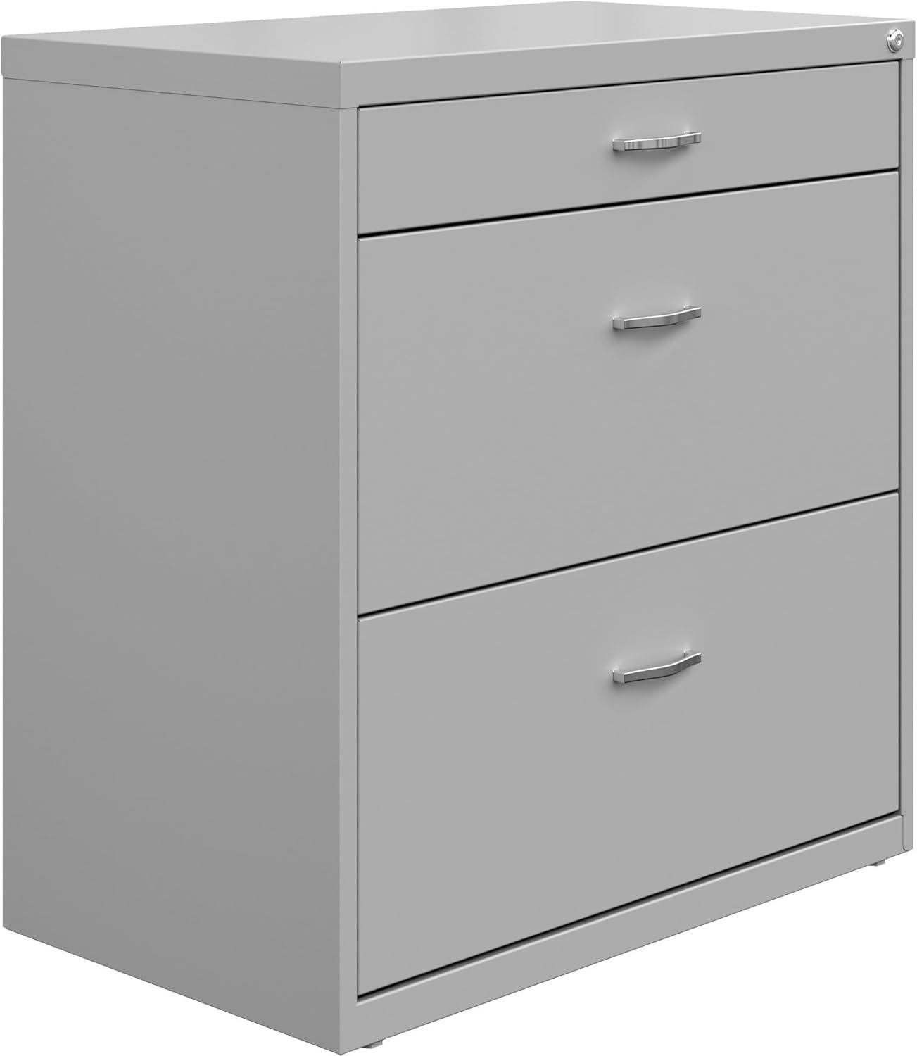 Silver Steel Lockable 2-Drawer Mobile Lateral File Cabinet