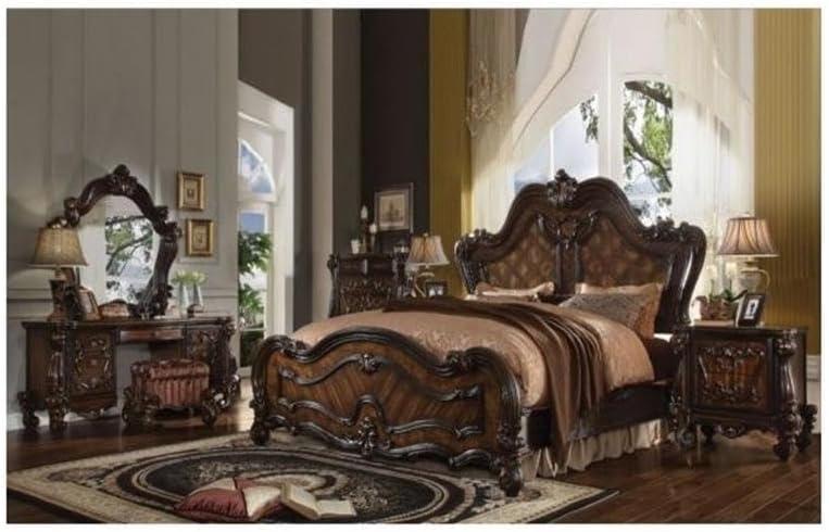 ACME Versailles California King Wooden Panel Bed in Cherry Oak