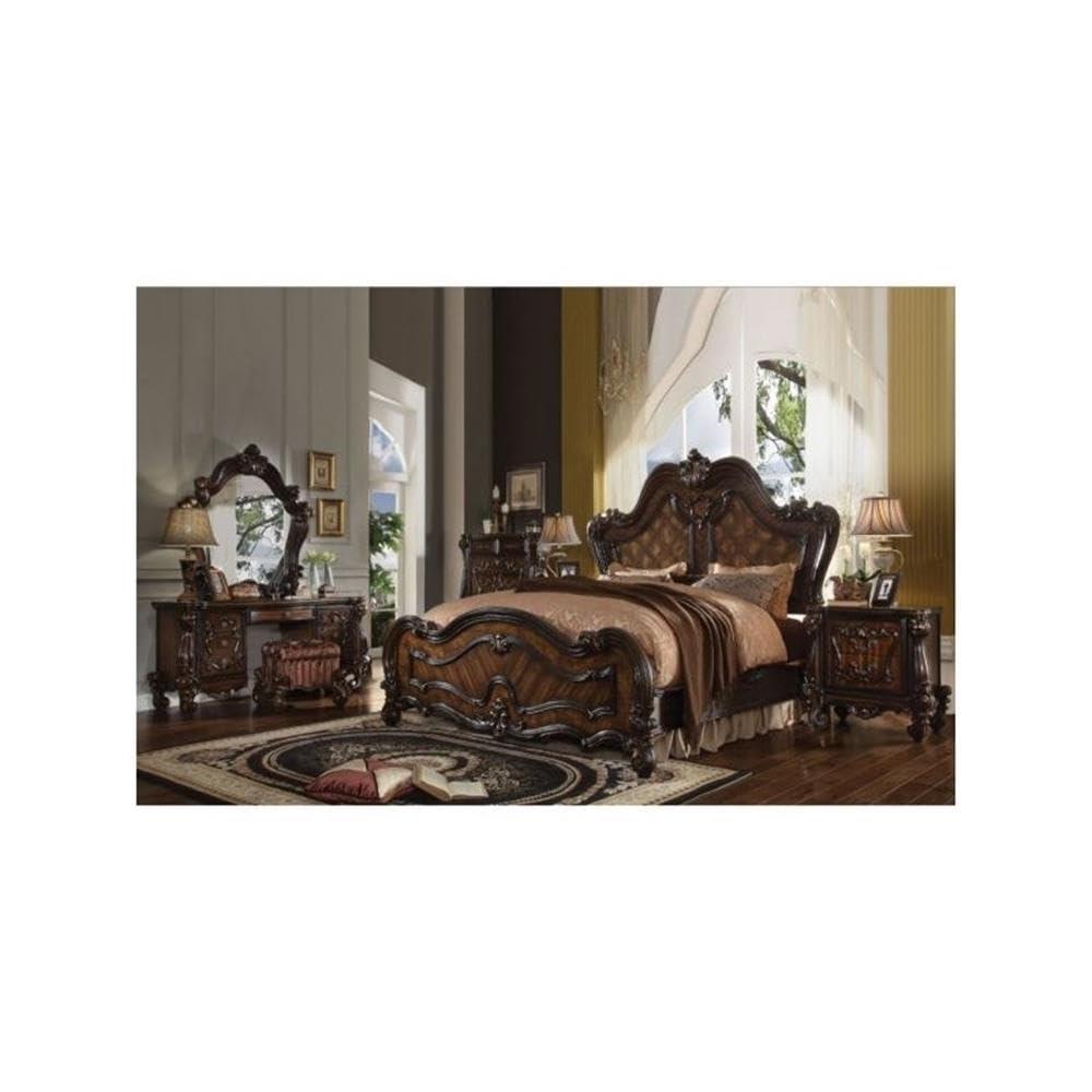 ACME Versailles California King Wooden Panel Bed in Cherry Oak