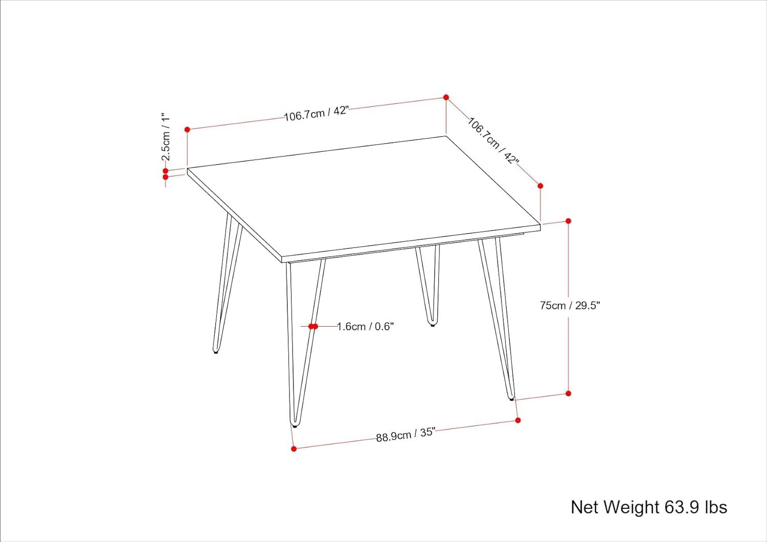 Hunter Solid Mango Wood Dining Table, Industrial Style