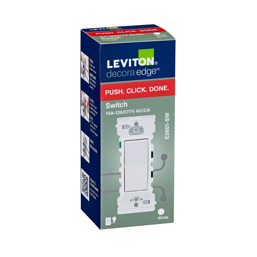 Leviton Decora Edge 15 Amp Single Pole Rocker Switch, White E5601
