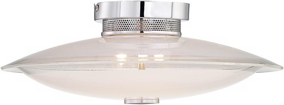 Possini Euro Design Modern Ceiling Light Semi Flush Mount Fixture 15" Wide Chrome 3-Light Clear Frosted Glass Disk for Bedroom Living Room Hallway