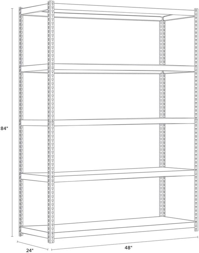 Iron Horse 3800 Riveted Steel Shelving, 5-Shelf, 24Dx48Wx84H, Black