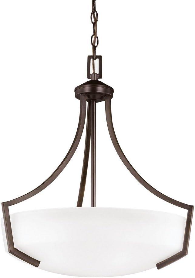 Bronze Satin Etched Glass 3-Light Pendant