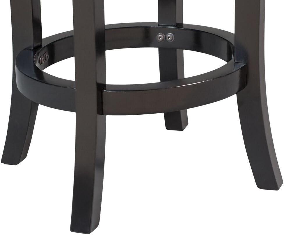 Cordova 24-Inch Black Swivel Backless Stool with Faux Leather Seat