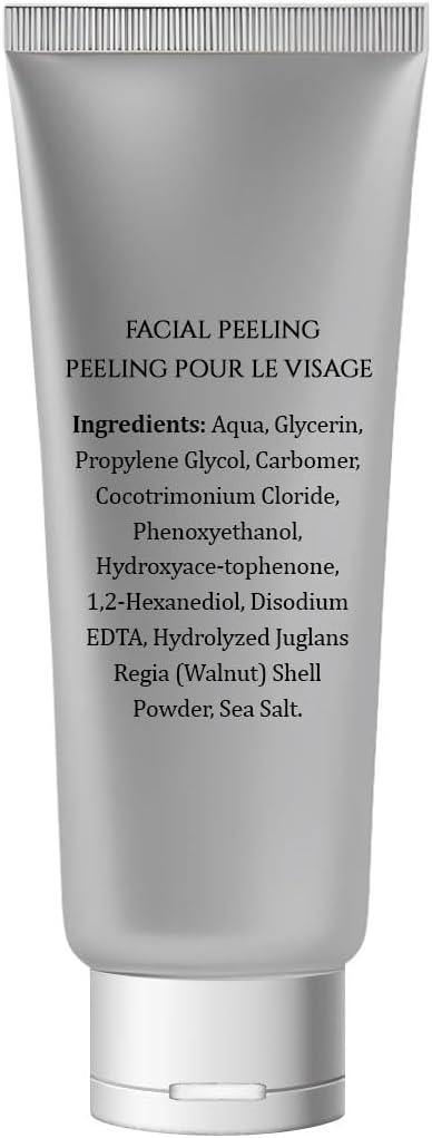 Vivo Per Lei Facial Peeling Gel - Contains Dead Sea Minerals and Nut Shell Powder - Gentle Face Exfoliator Scrub and Blackhead Remover - Peel Your Skin to a Fresher You - 3.4 Fl. Oz.