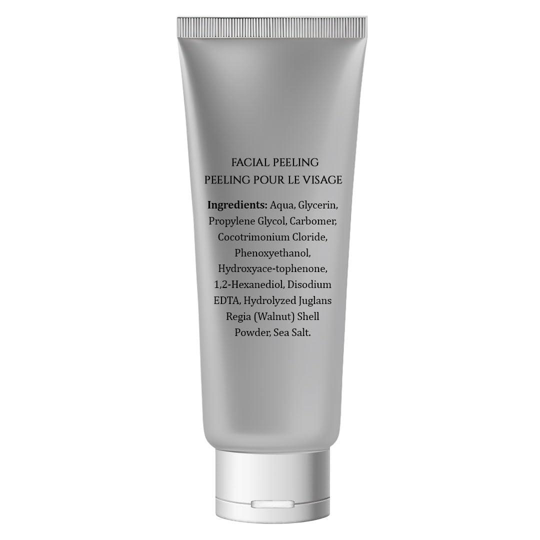 Vivo Per Lei Facial Peeling Gel - Contains Dead Sea Minerals and Nut Shell Powder - Gentle Face Exfoliator Scrub and Blackhead Remover - Peel Your Skin to a Fresher You - 3.4 Fl. Oz.