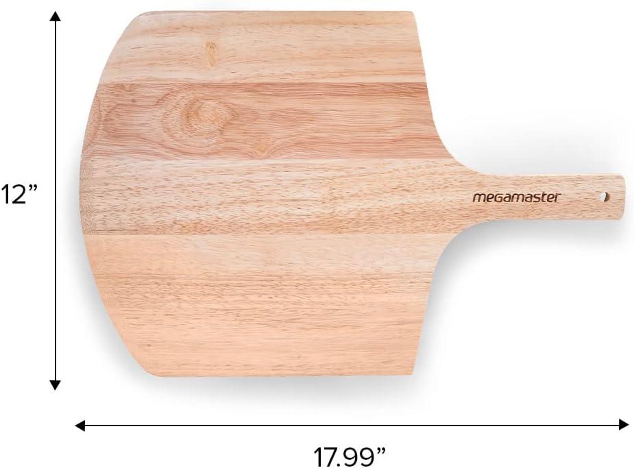 Megamaster Megamaster 12" Bamboo Pizza Peel – Wooden Pizza Paddle & Serving Board for Baking, Cheese, Bread, and Vegetables – Oven Accessory, 530-0048P