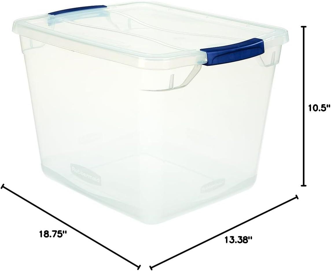 Clear Polypropylene 30-Quart Storage Tote with Latching Lid