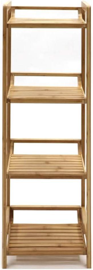 Redmon Bamboo 4 Tier Open Type Slatted Shelf, Bamboo Woodgrain Finish, Partial Assembly Required