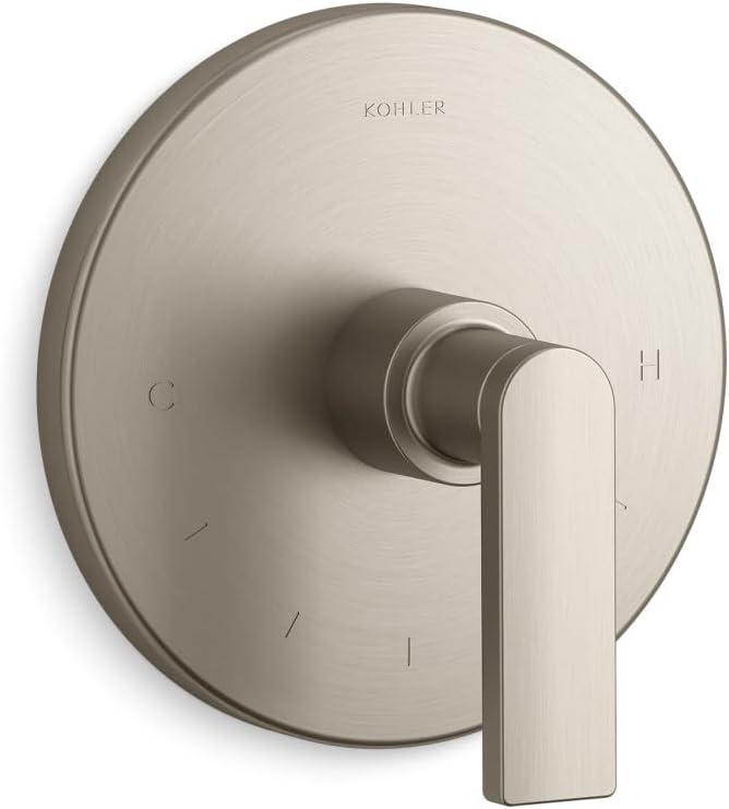 Vibrant Brushed Nickel Thermostatic Valve Trim with Lever Handle