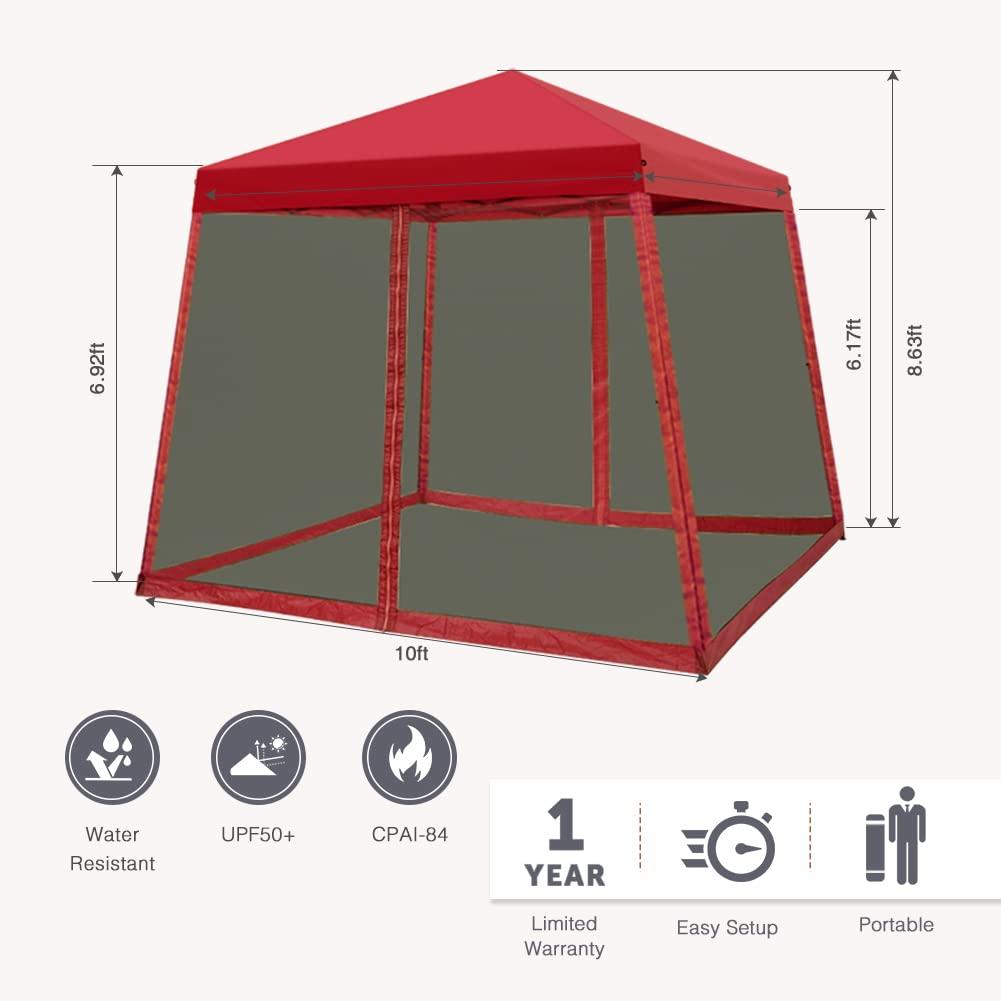COOS BAY 10 Ft. W X 10 Ft. D Steel Pop Up Slant Leg Patio Gazebo With Netting