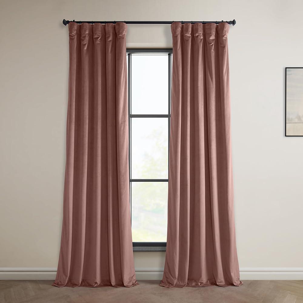 Wild Rose Velvet Room-Darkening Curtain Panel 84"