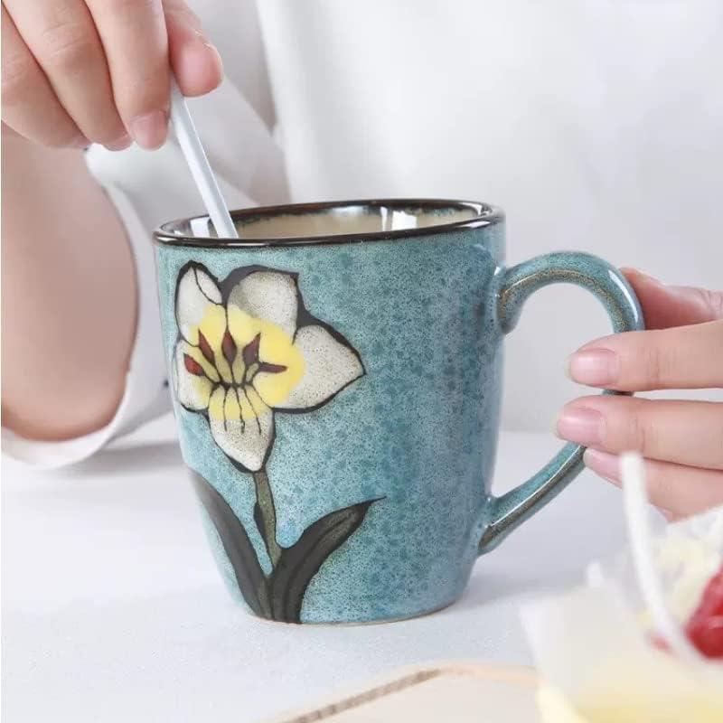 Floral Kiln Glazed Ceramic Mugs Set of 4