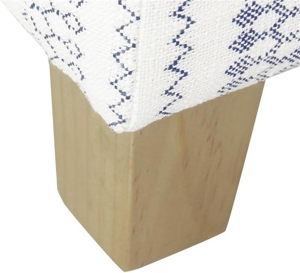 Cole Classics Square Storage Ottoman with Lift Off Top Blue Striped - HomePop: Farmhouse Accent, Wood Legs