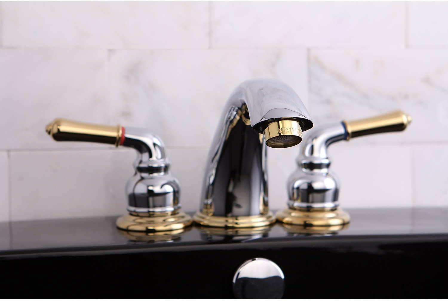 Kingston Brass Magellan Two-Handle 3-Hole Deck Mount Widespread Bathroom Faucet with Retail Pop-Up Drain