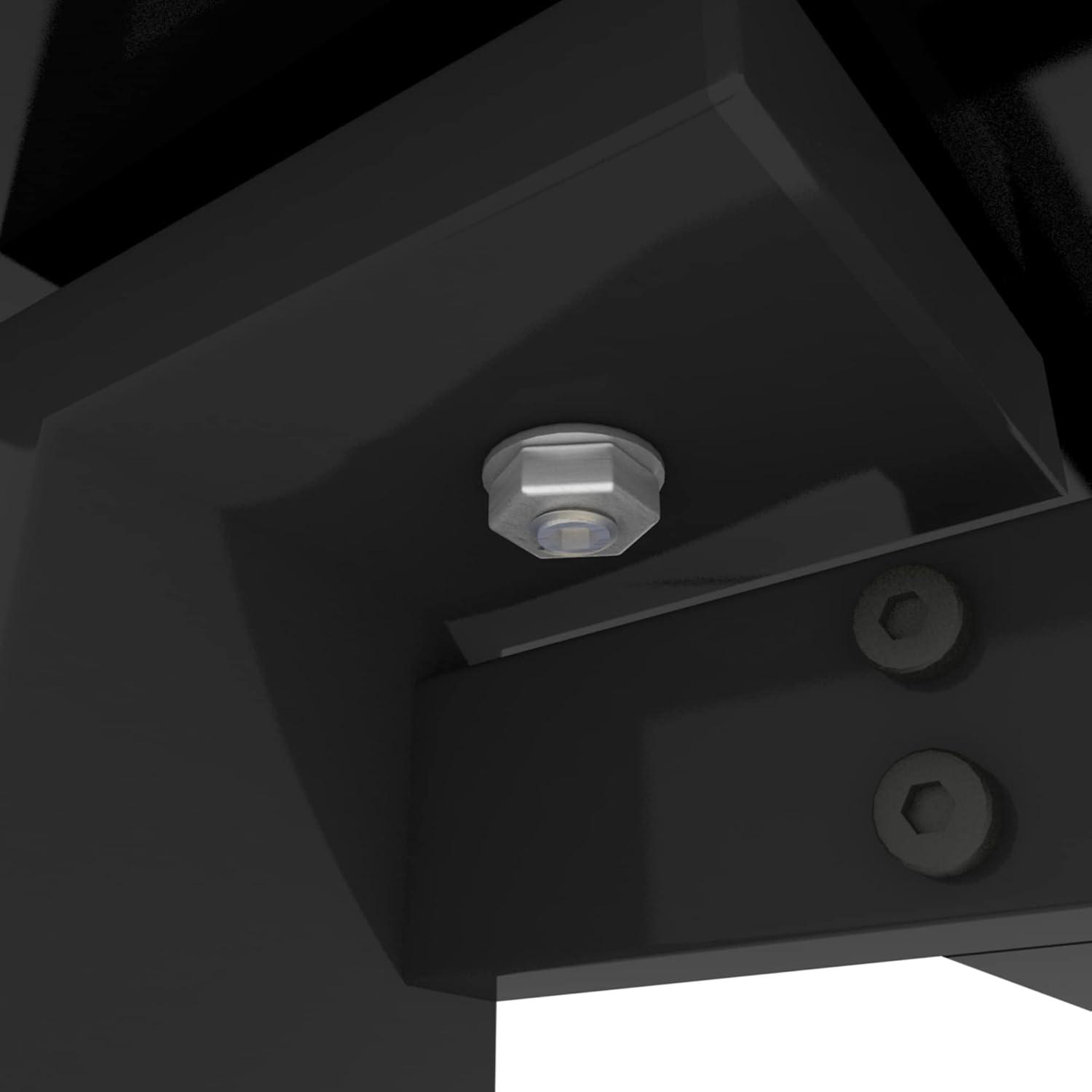 Modern Tempered Glass Black Dining Table - Rectangular Metal Legs for Living Room and Kitchen