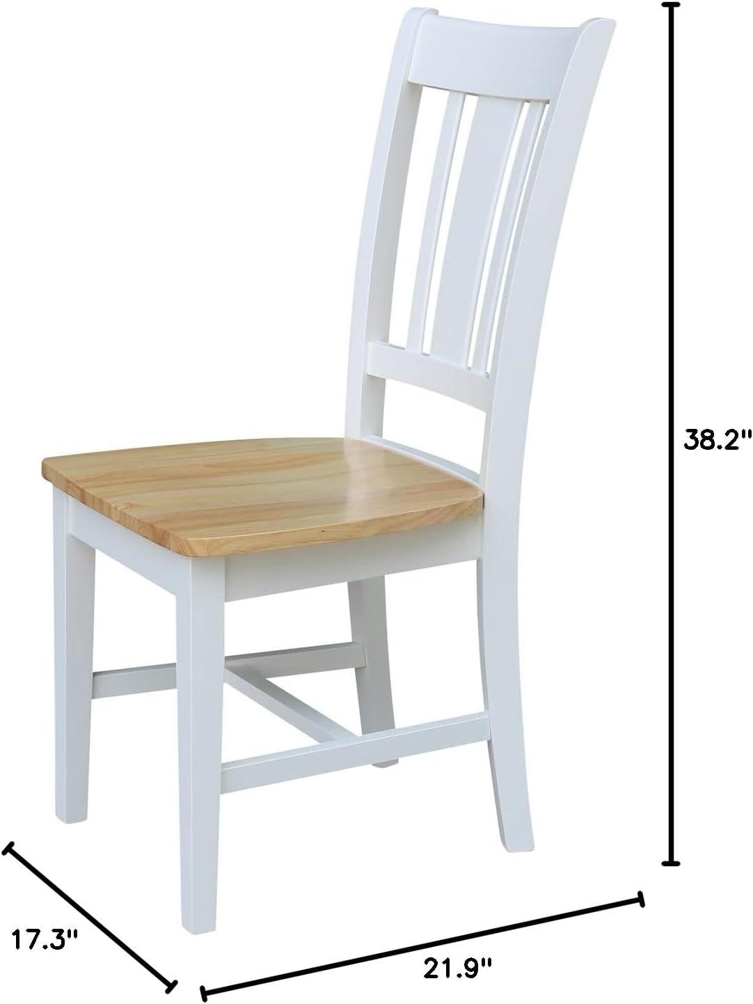 Set of 2 San Remo Splatback Dining Chairs White/Natural - International Concepts: Hardwood Frame, Armless Design