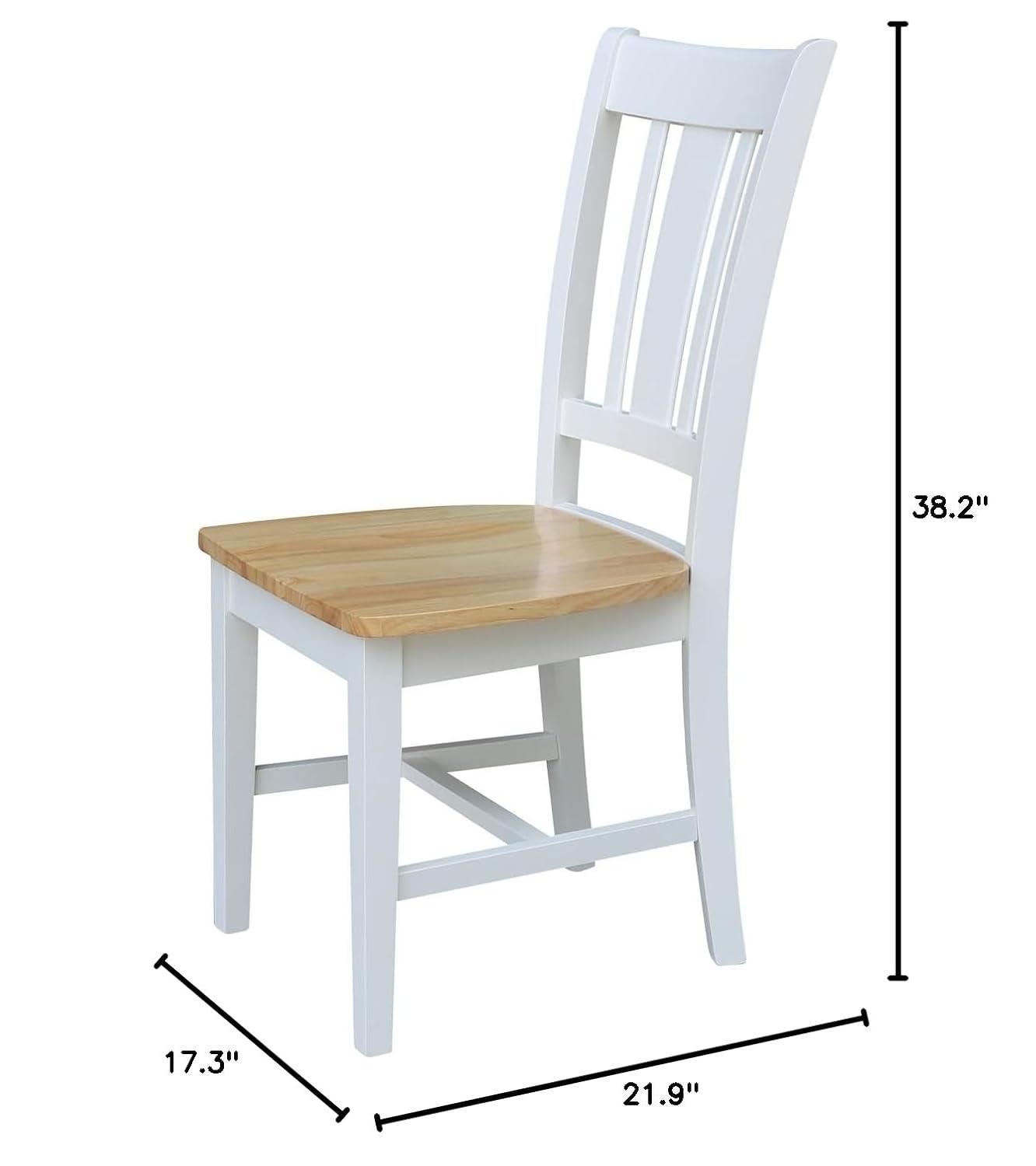 Set of 2 San Remo Splatback Dining Chairs White/Natural - International Concepts: Hardwood Frame, Armless Design
