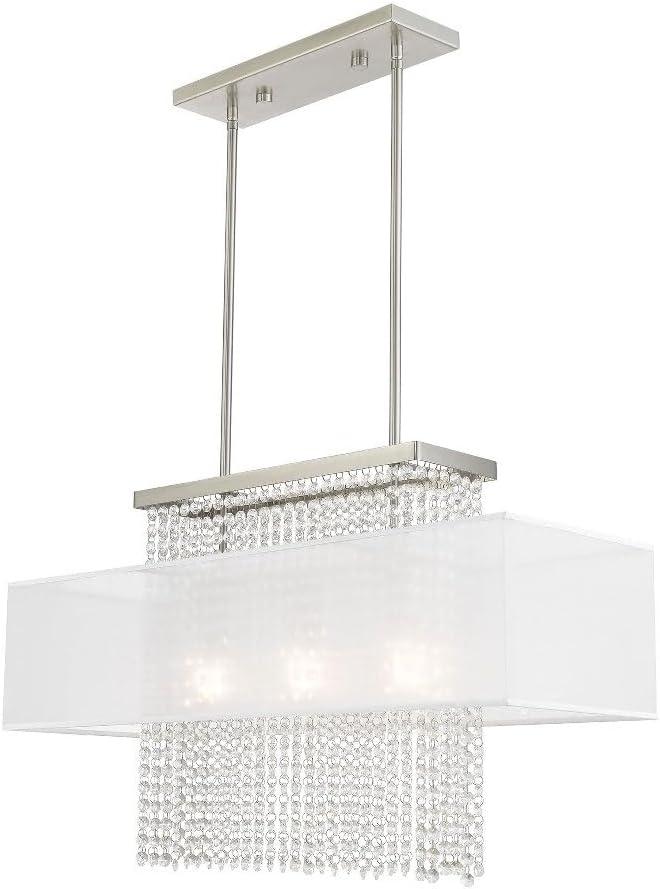 Bella Vista Brushed Nickel 3-Light Crystal Chandelier