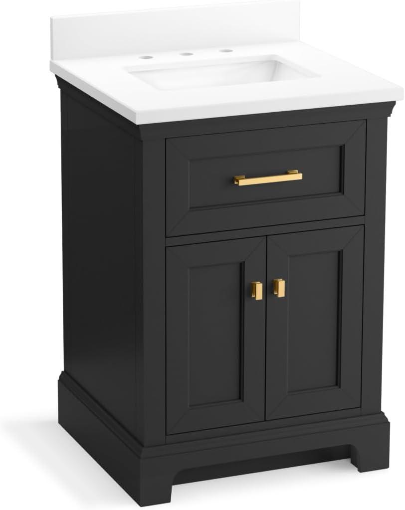 KOHLER K-29259-BD1-DWG Charlemont 24" Bathroom Vanity Cabinet with Sink and Quartz Top, Dark Warm Grey