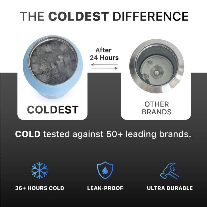 Coldest Sports Water Bottle with Straw Lid Vacuum Insulated Stainless Steel Bottles Reusable Leak Proof Flask for Sports (24 oz, Green Aurora Glitter)