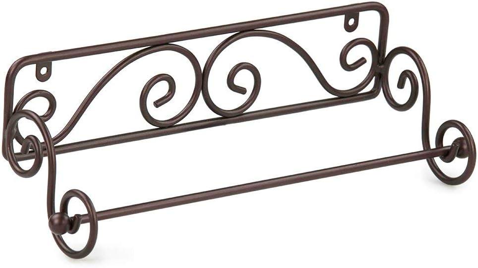 Home Basics Scroll Collection Steel Wall Mounted Paper Towel Holder, Bronze