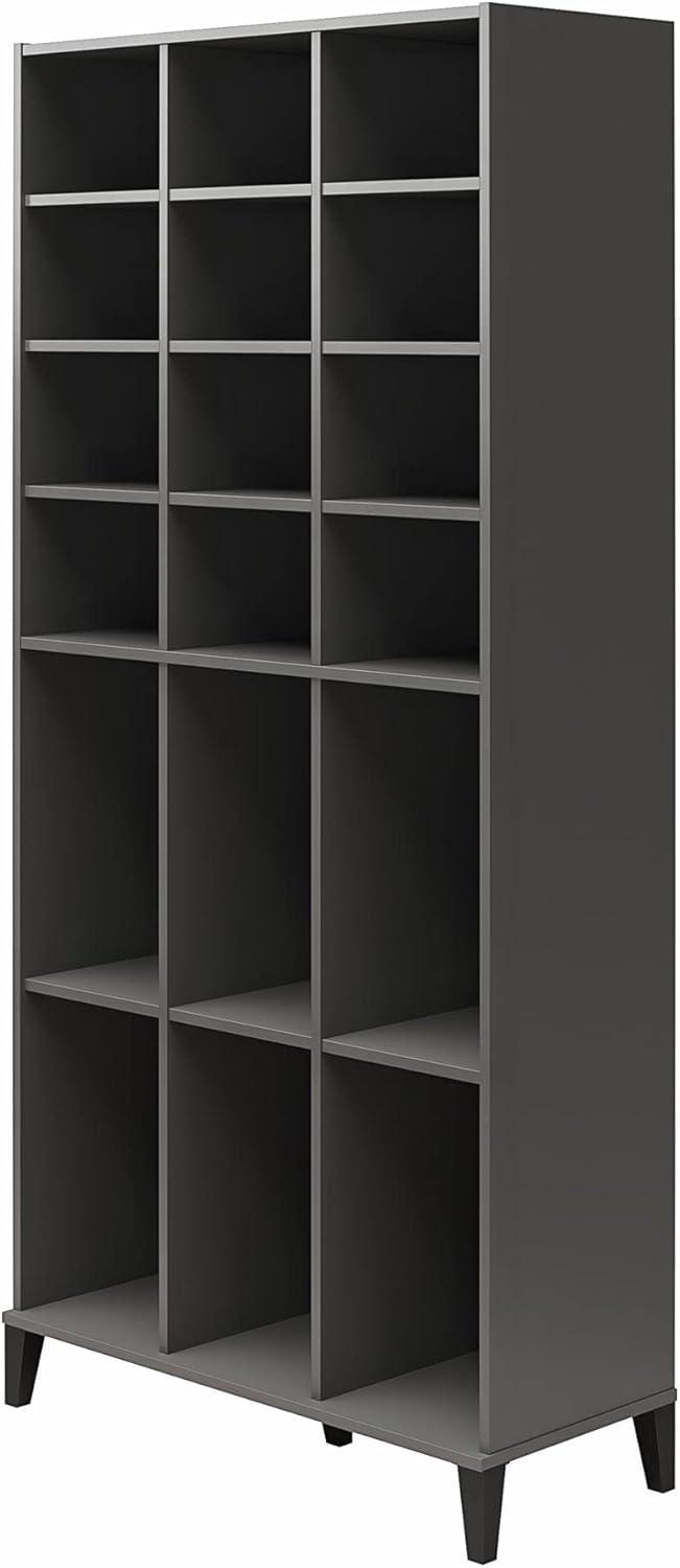 Graphite Engineered Wood Shoe Storage Cabinet with Adjustable Shelves