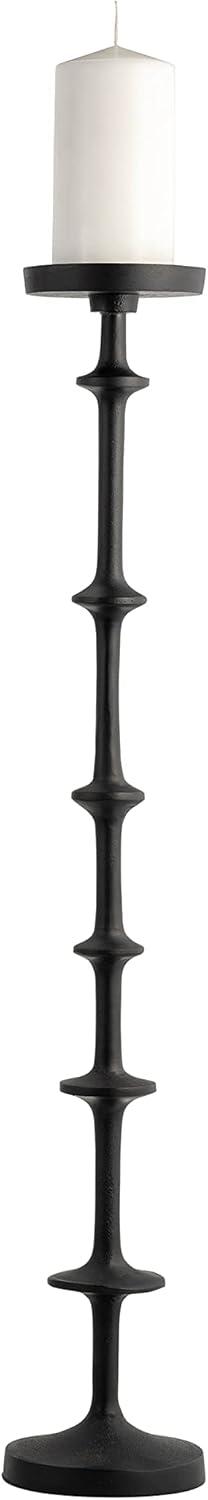 Black Aluminum Modern Floor Pillar Candleholder, 29 Inches