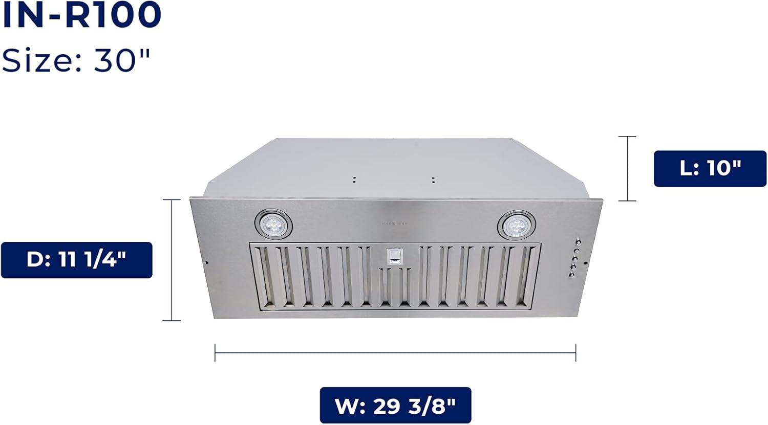 Hauslane 30" Stainless Steel 450 CFM Convertible Insert Range Hood with Baffle Filter