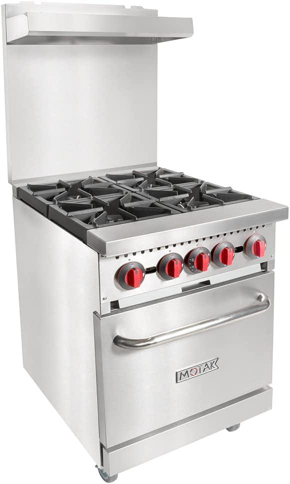MoTak 24" Stainless Steel Commercial Gas Range with Standard Oven