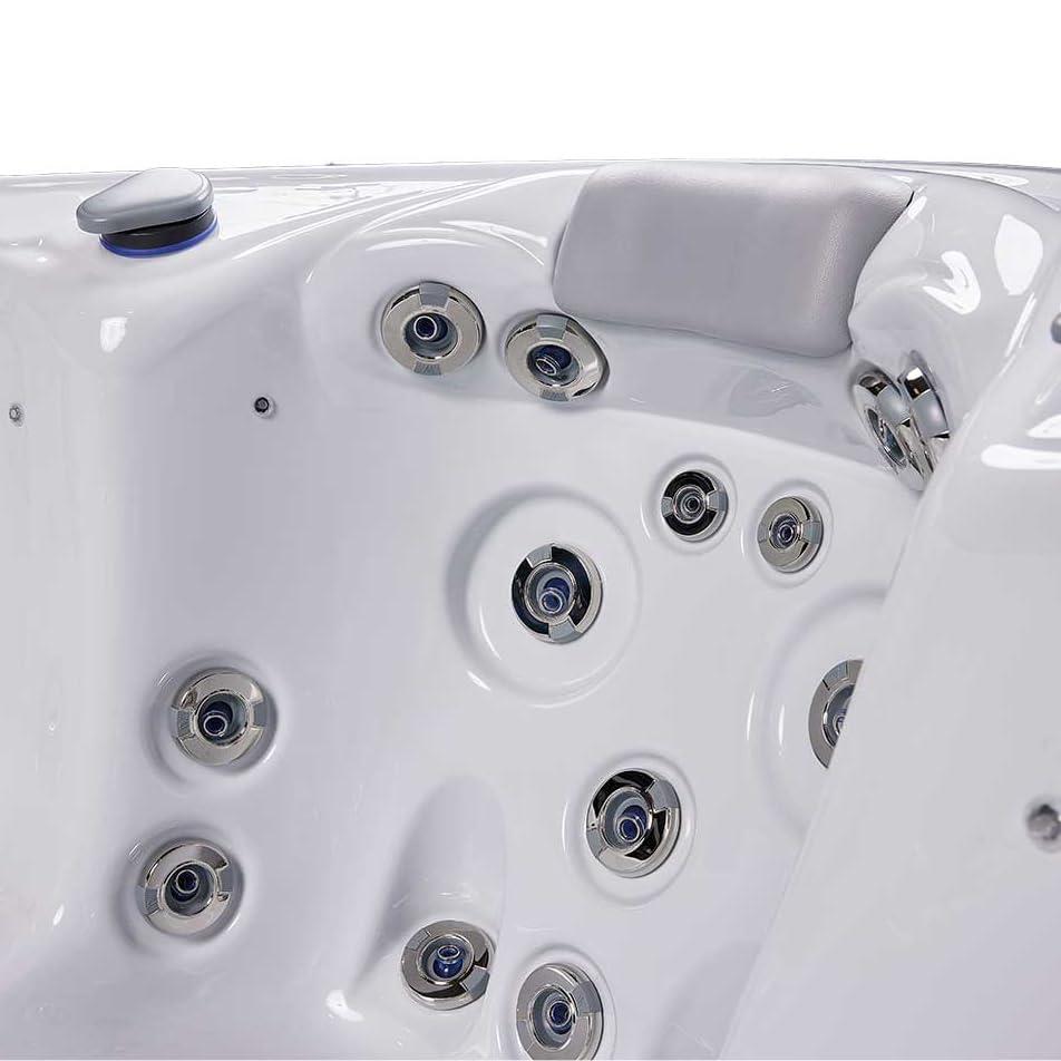 Buenospa New York 6 - Person 49 - Jet Acrylic Square Hot Tub with Ozonator and Cover in White