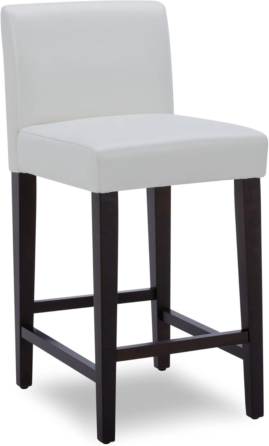 CHITA 25 inch Bar Stools Set of 2, Faux Leather in White