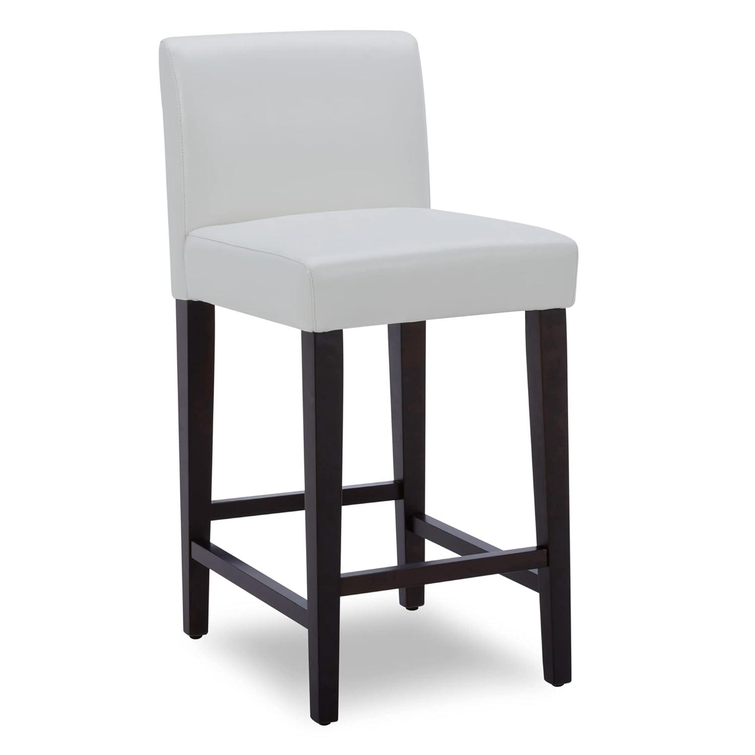 CHITA 25 inch Bar Stools Set of 2, Faux Leather in White