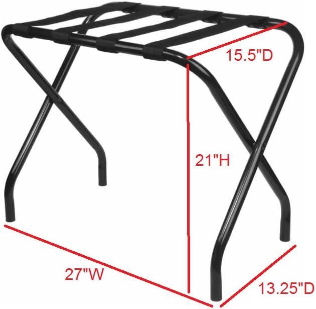 Black Metal Foldable Luggage Rack with Nylon Belts