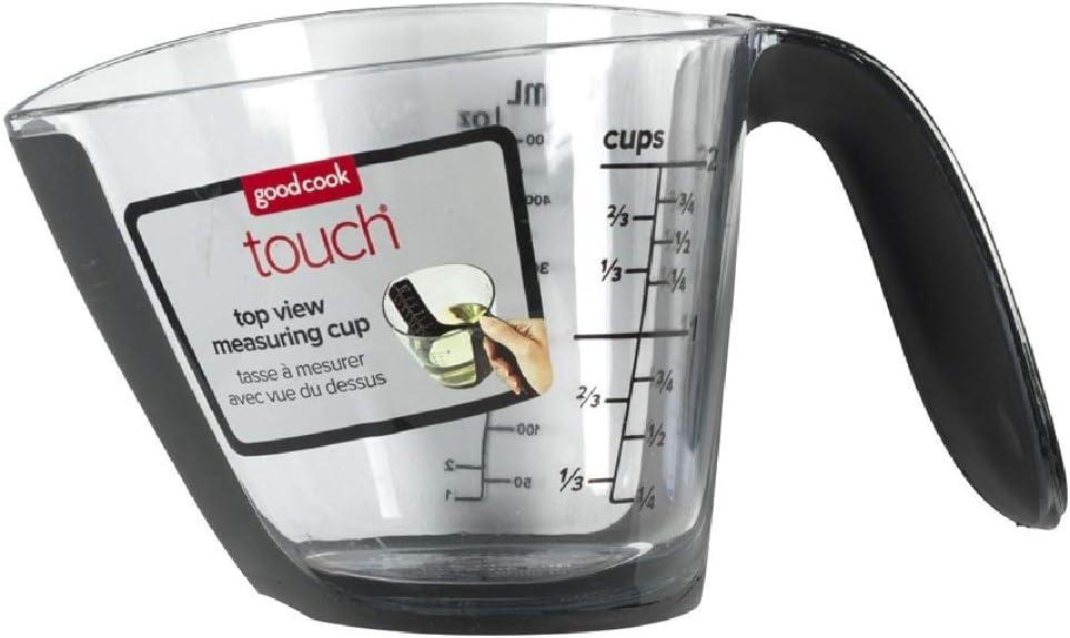 Clear Plastic 2-Cup Angled Measuring Cup with Black Handle