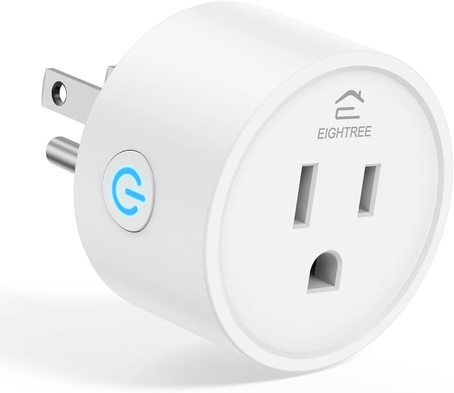 EIGHTREE Smart Plug 2025 Upgrade to 15A, Bluetooth & Wi-Fi Outlet Plug Dual Connection, Voice Control, Remote Control Outlet Timer Indoor, Smart Plugs That Work with Alexa & Google, 2.4GHz Wi-Fi Only