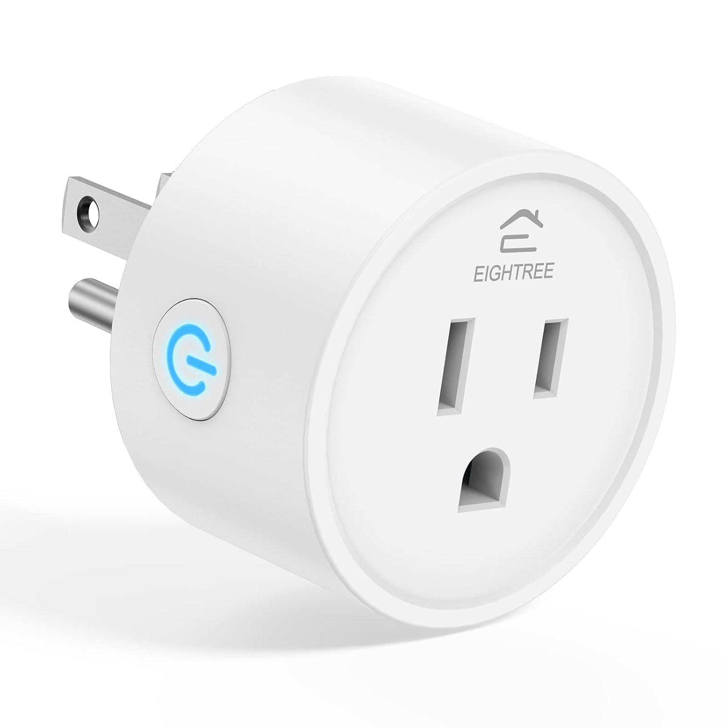 EIGHTREE Smart Plug 2025 Upgrade to 15A, Bluetooth & Wi-Fi Outlet Plug Dual Connection, Voice Control, Remote Control Outlet Timer Indoor, Smart Plugs That Work with Alexa & Google, 2.4GHz Wi-Fi Only