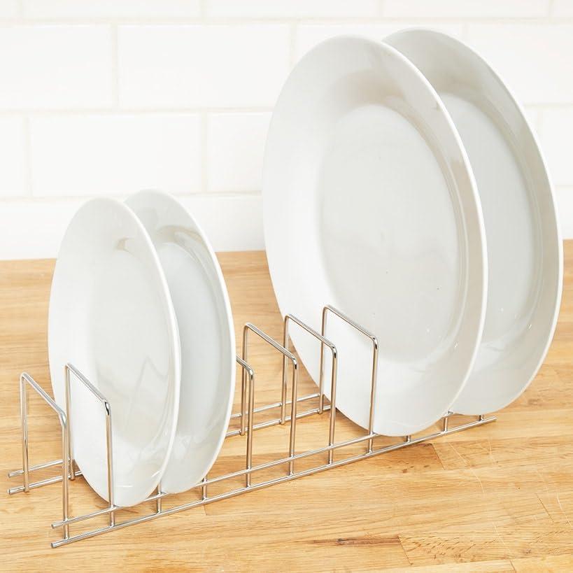 The Lakeside Collection Metal Plate Rack - Drying Dish Rack for Counter - Cabinet Eatery Organization