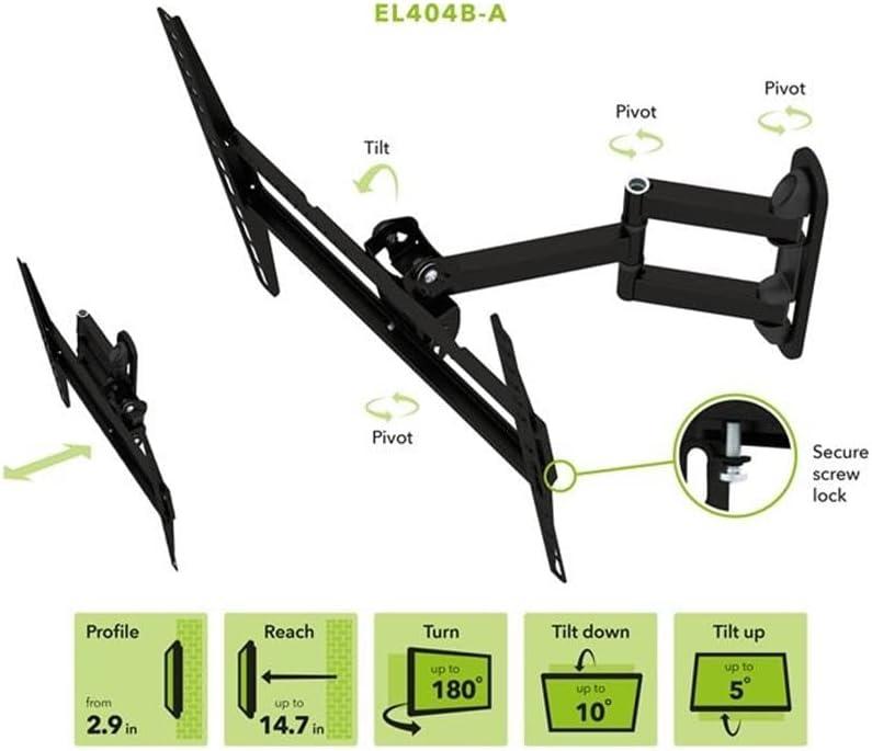 Textured Black Steel Full-Motion Wall Mount for 25"-47" TVs