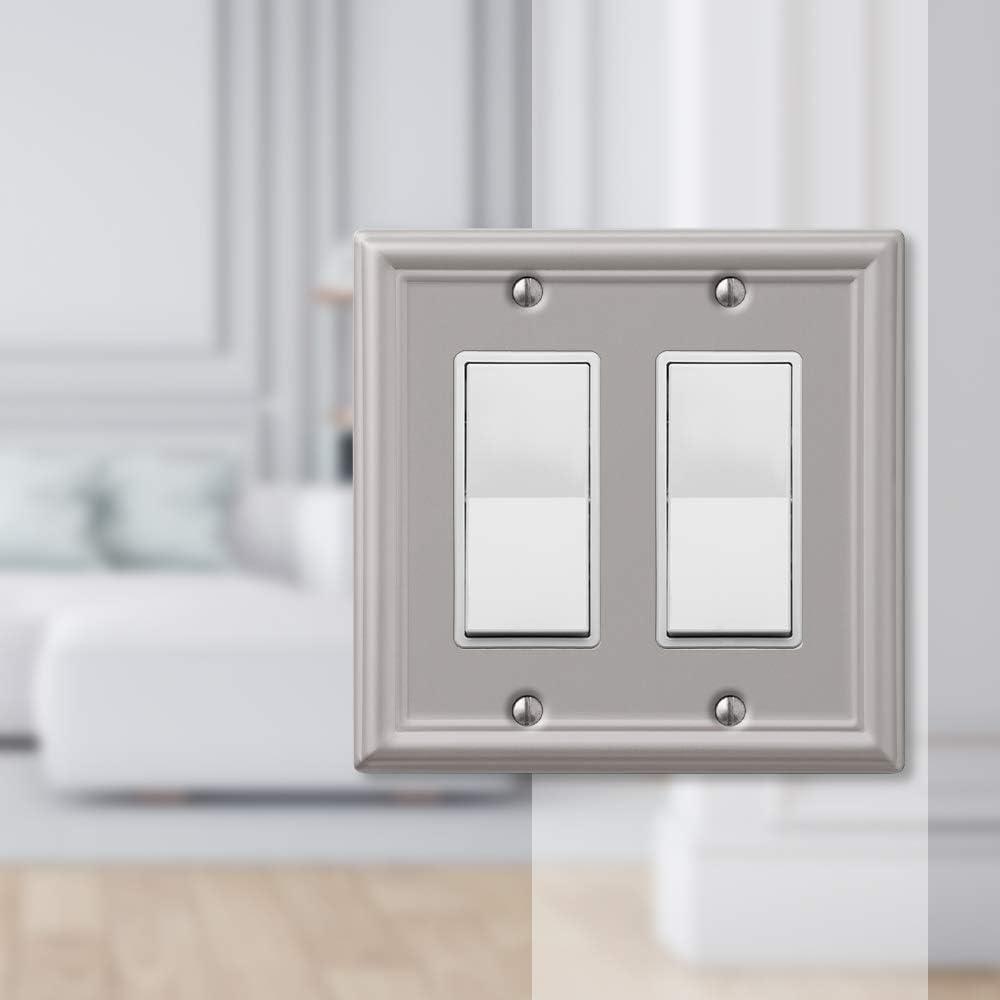 Brushed Nickel Double Rocker 2-Gang Wall Plate